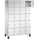 C+P Schließfachschrank Cambio, 4 Abteile, 20 Fächer, auf Füßen, B 1200 x T 525 x H 1980 mm, lichtgrau