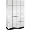 C+P Schließfachschrank Cambio, 4 Abteile, 20 Fächer, mit Sockel, B 1200 x T 525 x H 1980 mm, lichtgrau