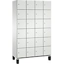 C+P Schließfachschrank Cambio, 4 Abteile, 24 Fächer, auf Füßen, B 1200 x T 525 x H 1980 mm, lichtgrau