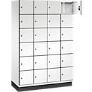 C+P Schließfachschrank Cambio, 4 Abteile, 24 Fächer, mit Sockel, B 1200 x T 525 x H 1980 mm, verkehrsweiß/weiß