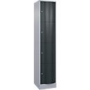 C+P Schließfachschrank Resisto, 1 Abteil, 4 Fächer, B 396 x T 540 x H 1950 mm, Weißalu/Anthrazitgrau