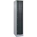C+P Schließfachschrank Resisto, 1 Abteil, 5 Fächer, B 396 x T 640 x H 1950 mm, Weißalu/Anthrazitgrau