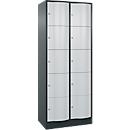 C+P Schließfachschrank Resisto, 2 Abteile, 10 Fächer, B 772 x T 540 x H 1950 mm, Anthrazitgrau/Lichtgrau