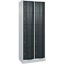C+P Schließfachschrank Resisto, 2 Abteile, 10 Fächer, B 772 x T 540 x H 1950 mm, Lichtgrau/Anthrazitgrau