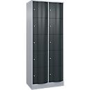 C+P Schließfachschrank Resisto, 2 Abteile, 10 Fächer, B 772 x T 540 x H 1950 mm, Weißalu/Anthrazitgrau