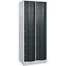 C+P Schließfachschrank Resisto, 2 Abteile, 10 Fächer, B 772 x T 640 x H 1950 mm, Lichtgrau/Anthrazitgrau