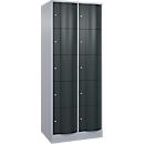 C+P Schließfachschrank Resisto, 2 Abteile, 10 Fächer, B 772 x T 640 x H 1950 mm, Weißalu/Anthrazitgrau