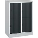C+P Schließfachschrank Resisto, 2 Abteile, 4 Fächer, B 772 x T 540 x H 1077 mm, Lichtgrau/Anthrazitgrau