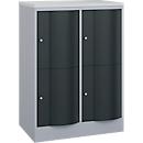 C+P Schließfachschrank Resisto, 2 Abteile, 4 Fächer, B 772 x T 540 x H 1077 mm, Weißalu/Anthrazitgrau