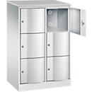C+P Schließfachschrank Resisto, 2 Abteile, 6 Fächer, B 772 x T 540 x H 1255 mm, Lichtgrau/Lichtblau