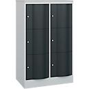 C+P Schließfachschrank Resisto, 2 Abteile, 6 Fächer, B 772 x T 540 x H 1255 mm, Verkehrsweiß