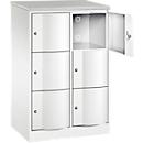 C+P Schließfachschrank Resisto, 2 Abteile, 6 Fächer, B 772 x T 540 x H 1255 mm, Verkehrsweiß/Verkehrsweiß