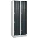 C+P Schließfachschrank Resisto, 2 Abteile, 8 Fächer, B 772 x T 540 x H 1950 mm, Anthrazitgrau/Lichtgrau