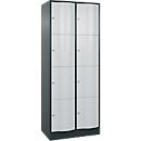 C+P Schließfachschrank Resisto, 2 Abteile, 8 Fächer, B 772 x T 540 x H 1950 mm, Lichtgrau/Anthrazitgrau