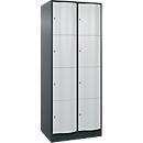 C+P Schließfachschrank Resisto, 2 Abteile, 8 Fächer, B 772 x T 640 x H 1950 mm, Anthrazitgrau/Lichtgrau