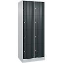 C+P Schließfachschrank Resisto, 2 Abteile, 8 Fächer, B 772 x T 640 x H 1950 mm, Lichtgrau/Anthrazitgrau