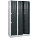 C+P Schließfachschrank Resisto, 3 Abteile, 12 Fächer, B 1148 x T 540 x H 1950 mm, Lichtgrau/Anthrazitgrau