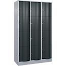 C+P Schließfachschrank Resisto, 3 Abteile, 12 Fächer, B 1148 x T 540 x H 1950 mm, Weißalu/Anthrazitgrau