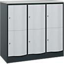 C+P Schließfachschrank Resisto, 3 Abteile, 6 Fächer, B 1148 x T 540 x H 1077 mm, Anthrazitgrau/Lichtgrau