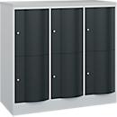 C+P Schließfachschrank Resisto, 3 Abteile, 6 Fächer, B 1148 x T 540 x H 1077 mm, Lichtgrau/Anthrazitgrau