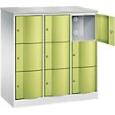 C+P Schließfachschrank Resisto, 3 Abteile, 9 Fächer, B 1148 x T 540 x H 1255 mm, Lichtgrau/Anthrazitgrau