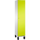 C+P Spind Cambio, 1 Abteil, auf Füßen, B 400 x T 525 x H 1980 mm, lichtgrau/clowngrün