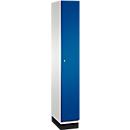 C+P Spind Cambio, 1 Abteil, mit Sockel, B 300 x T 525 x H 1980 mm, lichtgrau/enzianblau