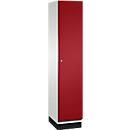C+P Spind Cambio, 1 Abteil, mit Sockel, B 400 x T 525 x H 1980 mm, lichtgrau/rubinrot