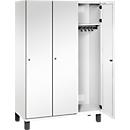 C+P Spind Cambio, 3 Abteile, auf Füßen, B 1200 x T 525 x H 1980 mm, verkehrsweiß