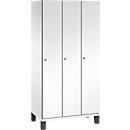 C+P Spind Cambio, 3 Abteile, auf Füßen, B 900 x T 525 x H 1980 mm, verkehrsweiß/weiß