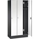 C+P Spind Cambio, 3 Abteile, mit Sockel, B 900 x T 525 x H 1980 mm, schwarzgrau/weiß