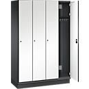 C+P Spind Cambio, 4 Abteile, mit Sockel, B 1200 x T 525 x H 1980 mm, schwarzgrau/weiß