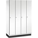 C+P Spind Cambio, 4 Abteile, mit Sockel, B 1200 x T 525 x H 1980 mm, verkehrsweiß/weiß