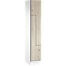 C+P Z-kast Cambio, 1 vak, met sokkel, B 300 x D 525 x H 1980 mm, decor verkeerswit/ essenhout