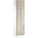 C+P Z-kast Cambio, 1 vak, met sokkel, B 400 x D 525 x H 1980 mm, decor verkeerswit/ essenhout