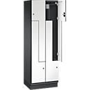 C+P Z kast Cambio, 2 vakken, met sokkel, B 600 x D 525 x H 1980 mm, zwart-grijs/wit