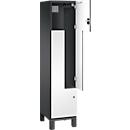 C+P Z locker Cambio, 1 vak, op poten, B 400 x D 525 x H 1980 mm, zwart-grijs/wit