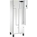 C+P Z locker Cambio, 2 vakken, op poten, B 600 x D 525 x H 1980 mm, verkeerswit/wit