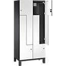 C+P Z locker Cambio, 2 vakken, op poten, B 800 x D 525 x H 1980 mm, zwart-grijs/wit