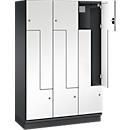 C+P Z locker Cambio, 3 vakken, met sokkel, B 1200 x D 525 x H 1980 mm, zwart-grijs/wit