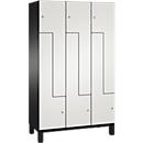 C+P Z locker Cambio, 3 vakken, op poten, B 1200 x D 525 x H 1980 mm, zwart-grijs/wit