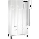 C+P Z-Spind Cambio, 3 Abteile, auf Füßen, B 900 x T 525 x H 1980 mm, verkehrsweiß/weiß