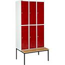 Cacifo, com banco, 3 x 2 compartimentos, 300 mm