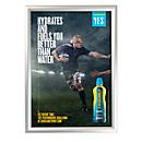 Cadre en aluminium pliable, A2, en onglet, avec film anti-reflet, anodisé argenté, L 450 x P 25 x H 624 mm