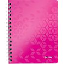 Cahier à double spirale WOW 4639 LEITZ, format A5, ligné, rose