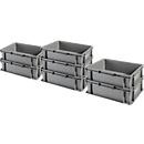Caisse aux dimensions EURO EF 4120, sans couvercle, 10,8 l, gris, 7 pièces