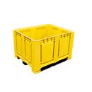 Caisse-palette Big Box 680 l, L 1200 x P 1000 x H 790 mm, fermée, jaune, 3 patins