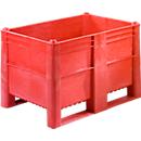 Caisse-palette en polyéthylène, à parois fermées, 500 L, rouge