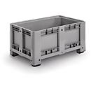 Caisse-palette - polyéthylène - L 1200 x l 800 x H 580 mm - 330 litres - avec 4 pieds - construction fermée