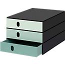 Caisson à tiroirs Styro Styroval Pro Color Flow, pour les formats jusqu'à C4, 3 tiroirs fermés, vert / noir, dégradé de couleurs